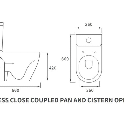 Coniston Rimless Close Coupled Open Back WC & Soft Close Seat