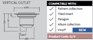 Impey Aquadec Easy Fit Waste Only When Ordering With a Tray Conventional Drain - Vertical Outlet