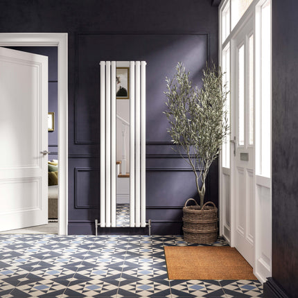 Cove Vertical Mirror Radiator | White & Anthracite | 1800mm x 382mm & 500mm