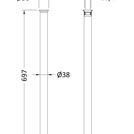 Freestanding Bath Standpipes - Chrome Brass 697mm Floor Mounted