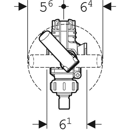 Geberit Type 380AG Fill Valve | Lateral Supply 3/8" | Brass Nipple | 244.510.00.1