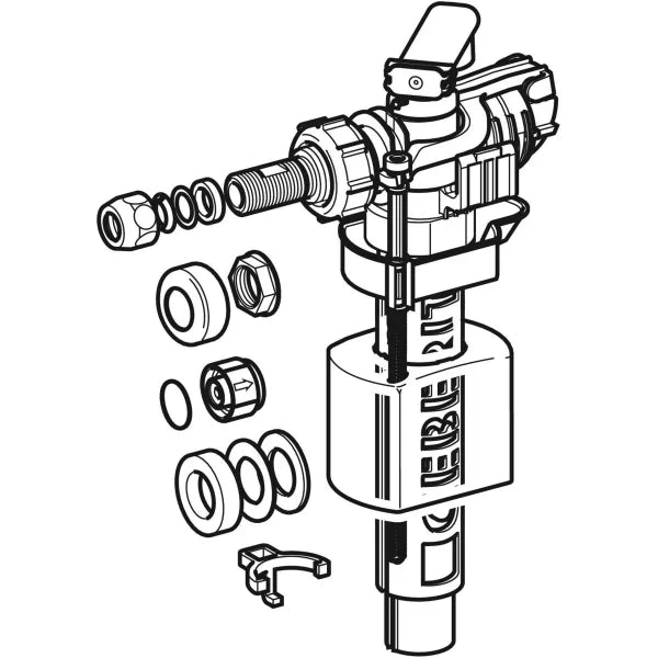 Geberit Type 380AG Fill Valve | Lateral Supply 3/8" | Brass Nipple | 244.510.00.1