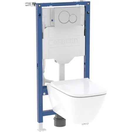 Geberit Sigma 4-in-1 Wall-Hung WC Pack | Smyle Rimless Pan, Soft Close Seat & Sigma01 Flush Plate