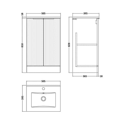 Hudson Reed Fluted Vanity Unit 605mm Floor Standing - Art Deco Style
