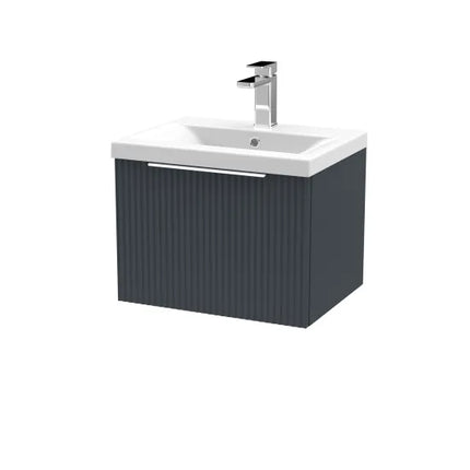 Hudson Reed Fluted 600mm Wall Hung Single Drawer Vanity Unit With Basin