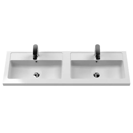 Hudson Reed Fluted 1200mm Wall Hung 4-Drawer Double Basin Vanity Unit - Art Deco Satin Finish