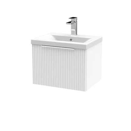 Hudson Reed Fluted 600mm Wall Hung Single Drawer Vanity Unit With Basin