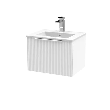 Hudson Reed Fluted 600mm Wall Hung Single Drawer Vanity Unit With Basin