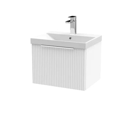 Hudson Reed Fluted 600mm Wall Hung Single Drawer Vanity Unit With Basin