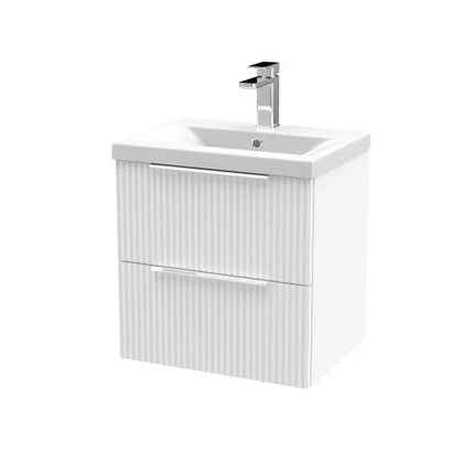 Hudson Reed Fluted 500mm Wall Hung 2-Drawer Vanity Unit With Basin
