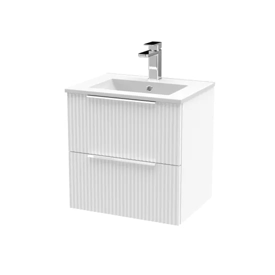 Hudson Reed Fluted 600mm Wall Hung 2-Drawer Vanity Unit With Basin