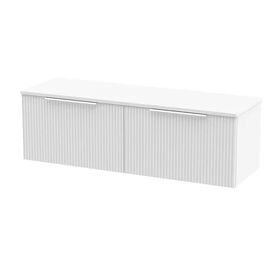Hudson Reed Fluted 1200mm Wall Hung 2-Drawer Vanity Unit with Colour Matched Worktop - Art Deco