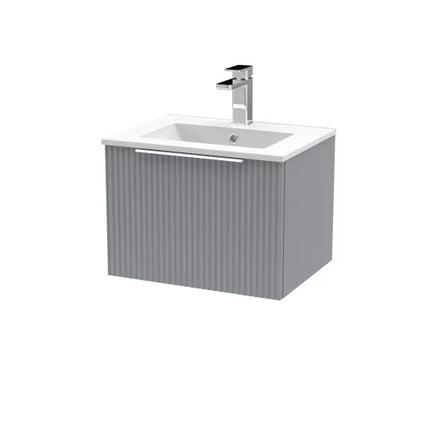 Hudson Reed Fluted 600mm Wall Hung Single Drawer Vanity Unit With Basin