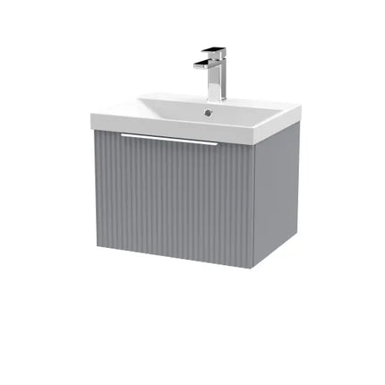 Hudson Reed Fluted 600mm Wall Hung Single Drawer Vanity Unit With Basin