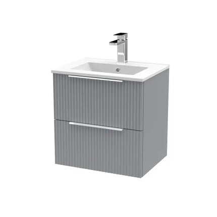 Hudson Reed Fluted 500mm Wall Hung 2-Drawer Vanity Unit With Basin