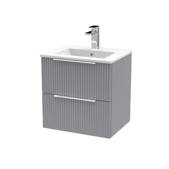 Hudson Reed Fluted 500mm Wall Hung 2-Drawer Vanity Unit With Basin