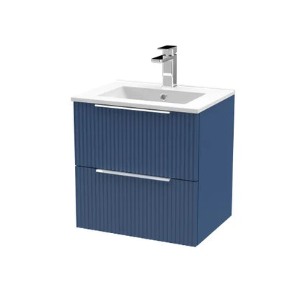 Hudson Reed Fluted 500mm Wall Hung 2-Drawer Vanity Unit With Basin
