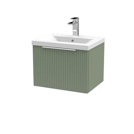 Hudson Reed Fluted 600mm Wall Hung Single Drawer Vanity Unit With Basin