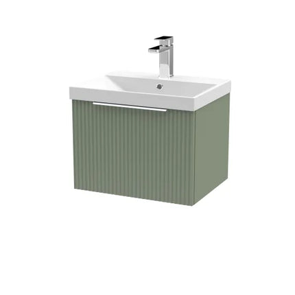 Hudson Reed Fluted 600mm Wall Hung Single Drawer Vanity Unit With Basin