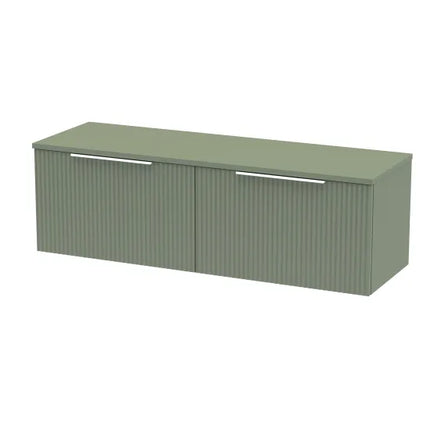 Hudson Reed Fluted 1200mm Wall Hung 2-Drawer Vanity Unit with Colour Matched Worktop - Art Deco