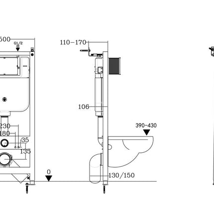 Wall-Hung WC Frame with Slim Cistern | Standard Height | WRAS Approved
