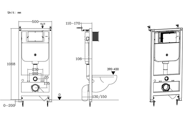 Wall-Hung WC Frame with Slim Cistern | Standard Height | WRAS Approved