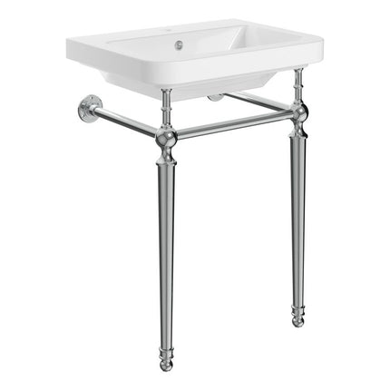 Dione 610mm Console Basin & Washstand | 1 Tap Hole | Chrome or Brushed Brass