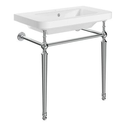 Dione 810mm Console Basin & Washstand | 1 Tap Hole | Chrome or Brushed Brass