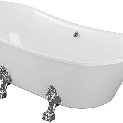 BG Bathrooms Meldon Freestanding Double End Bath 1760x710mm | Chrome Lion's Paw Feet