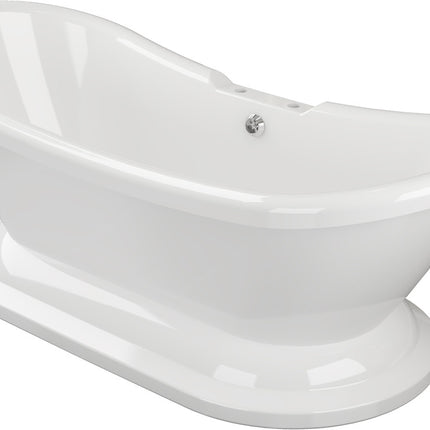 BG Bathrooms Camborne Freestanding Double End Bath 1760x700mm | Bath Base Included | 2 Tap Holes | 20-Year Guarantee