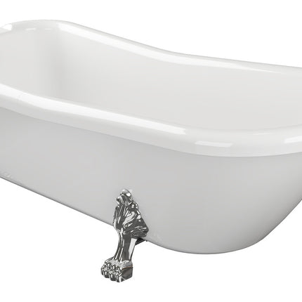 BG Bathrooms Winnow Freestanding Slipper Bath 1530x670mm | Chrome or White Lion's Paw Feet | 2 Tap Holes
