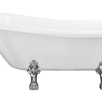 BG Bathrooms Winnow Freestanding Slipper Bath 1530x670mm | Chrome or White Lion's Paw Feet | 2 Tap Holes