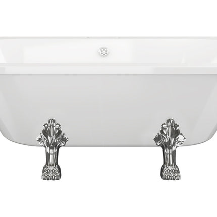 BG Bathrooms Polperro Freestanding Double End Bath 1700x800mm | Chrome or White Lion's Paw Feet | 2 Tap Holes