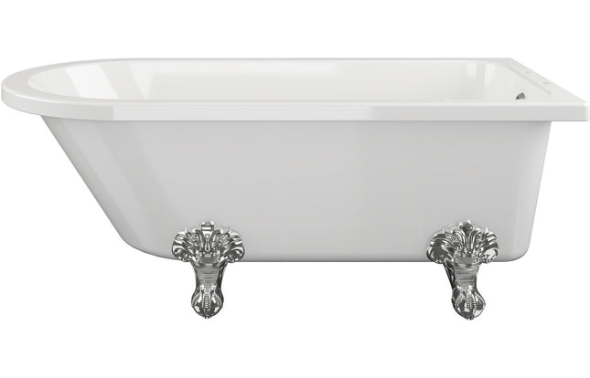 Carbis Freestanding Corner Bath with Chrome Claw Feet | 2 Tap Holes | 2 Sizes