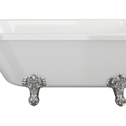 Carbis Freestanding Corner Bath with Chrome Claw Feet | 2 Tap Holes | 2 Sizes