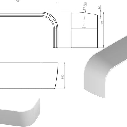 1700mm Back To Wall Bath Panel