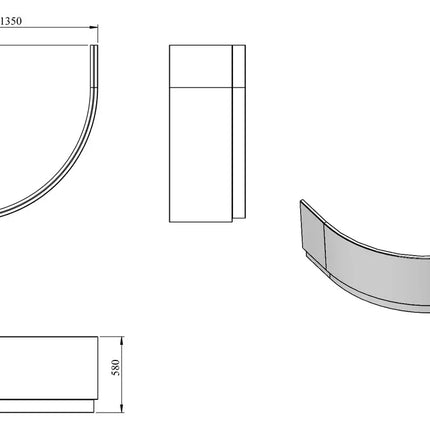 1350mm Standard Corner Bath Panel