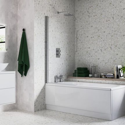 Radius Bath Screen — 800x1400mm | 6mm Toughened Glass | Pivoting | Chrome
