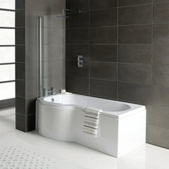 Aqua Elegance P-Shape 1700x700-850x410mm 0TH Shower Bath, Panel & Screen Left Hand