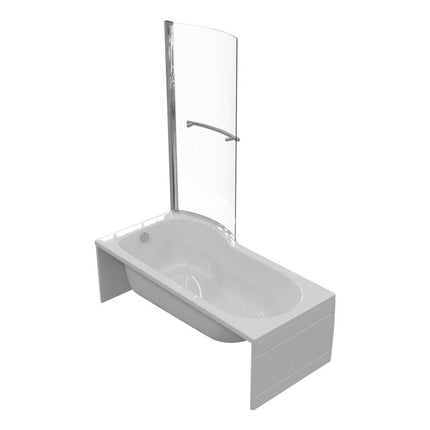 Aqua Elegance P-Shape 1700x700-850x410mm 0TH Shower Bath, Panel & Screen