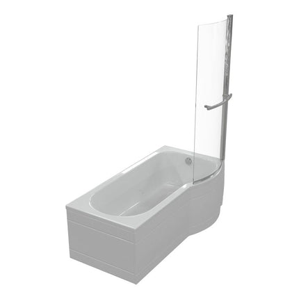 Aqua Elegance P-Shape 1700x700-850x410mm 0TH Shower Bath, Panel & Screen