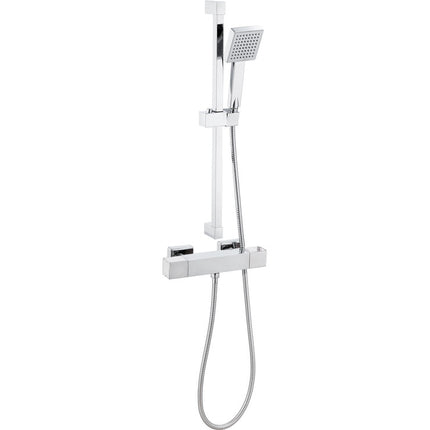 Bude Cool-Touch Thermostatic Bar Mixer Shower | Chrome | Riser Kit Included