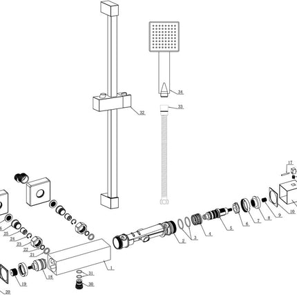 Bude Cool-Touch Thermostatic Bar Mixer Shower | Chrome | Riser Kit Included