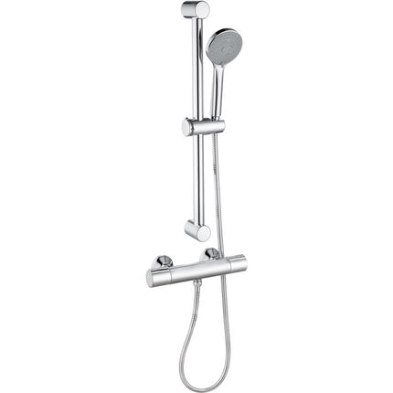 Tucana Cool-Touch Thermostatic Bar Mixer Shower | Chrome | 3-Function Handset & Riser Kit