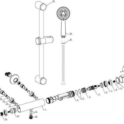 Tucana Cool-Touch Thermostatic Bar Mixer Shower | Chrome | 3-Function Handset & Riser Kit
