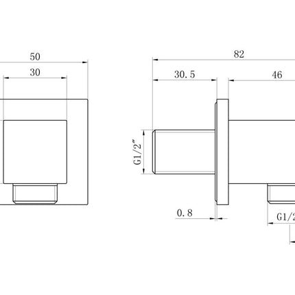 Square Concealed Valve Head & Arm Shower Pack