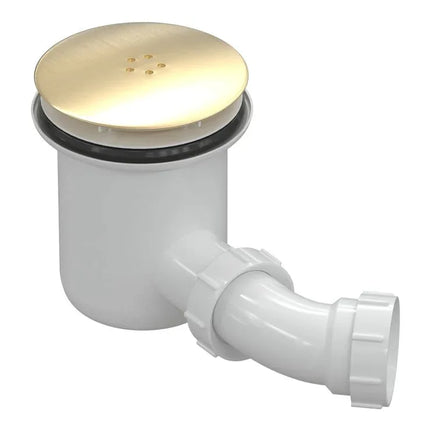 Low Profile Shower Tray Waste Cover 110mm - Brushed Brass | 45mm Trays