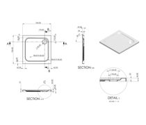 Takeaway 45mm Low Profile Square Shower Tray & Waste — White