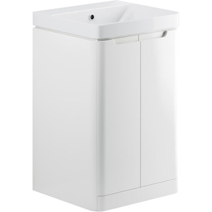 Brunshaw 2 Door Floor Standing Basin Unit - White Gloss