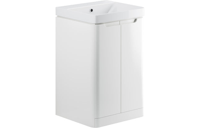 Brunshaw 2 Door Floor Standing Basin Unit - White Gloss